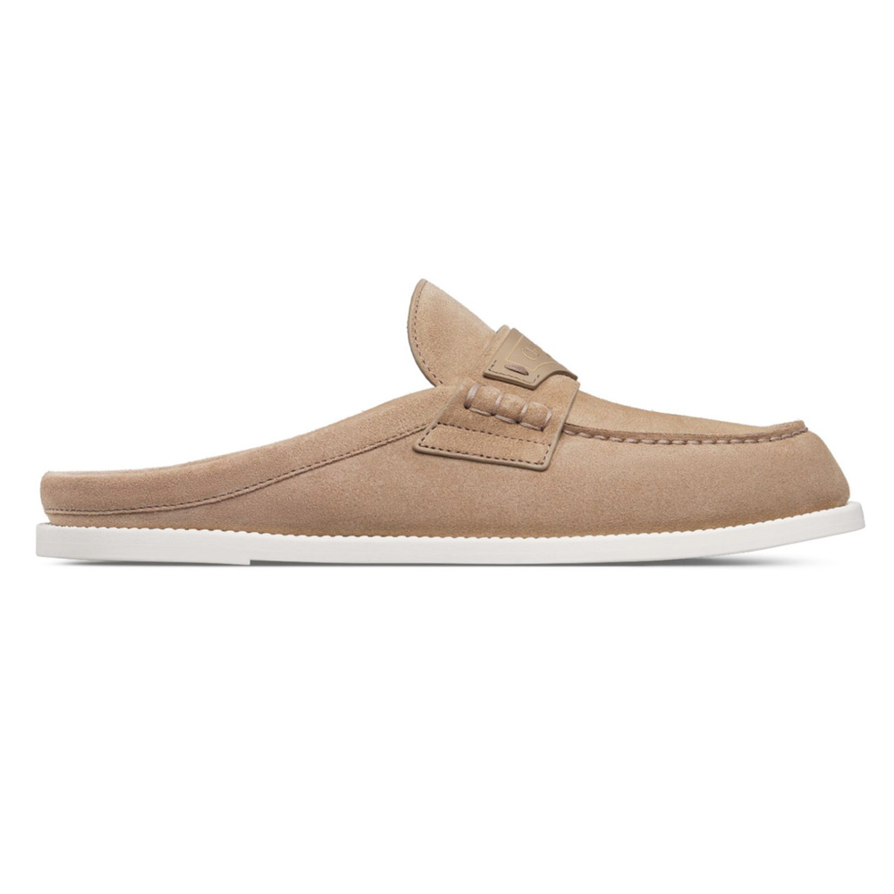 Dior Boy Mule Corde Beige Suede Leather Backless Slip On Logo Loafer Flat 42 - Picture 3 of 16
